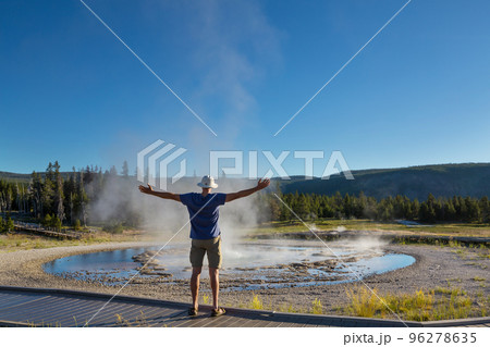 Tourist in Yellowstone 96278635