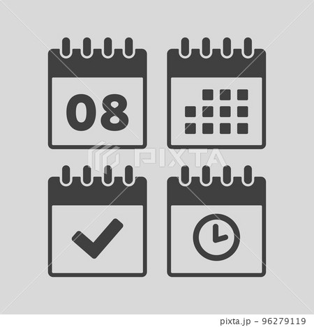 Icon calendar number 8, agenda app, timer, done 96279119