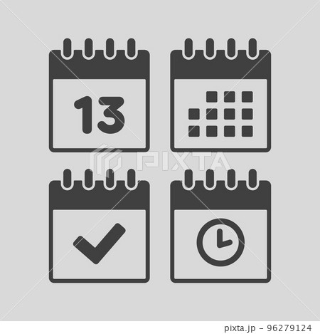 Icon calendar number 13, agenda app, timer, done 96279124