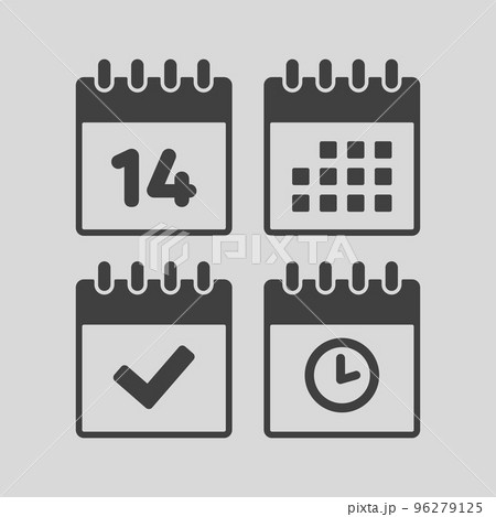 Icon calendar number 14, agenda app, timer, done 96279125