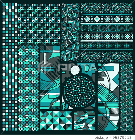 Abstract green color design collage Abstract green color design collage 96279312