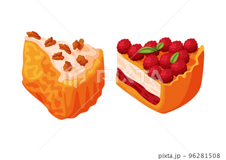 Cut Piece of Baked Pie with Sweet Creamy Filling and Shortcrust Pastry Vector Set Cut Piece of Baked Pie with Sweet Creamy Filling and Shortcrust Pastry Vector Set 96281508