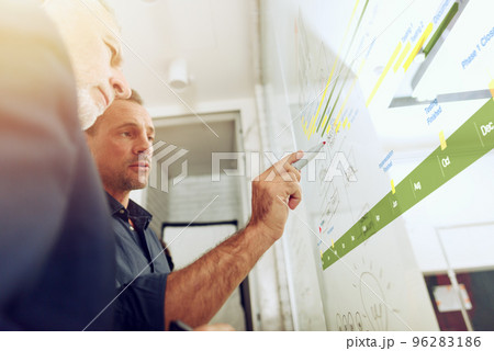 Business man draw a project with a pen. concept of teamwork, partnership and success 96283186