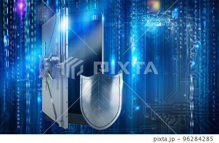 Safe cellphone from hacker attack like a strongbox. 3D Rendering 96284285