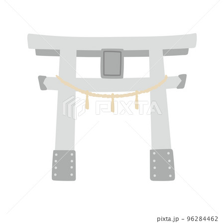 しめ縄のかかった白い鳥居 96284462