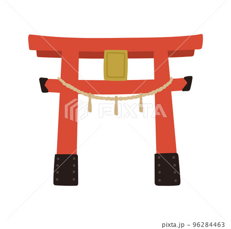 しめ縄のかかった赤い鳥居 96284463