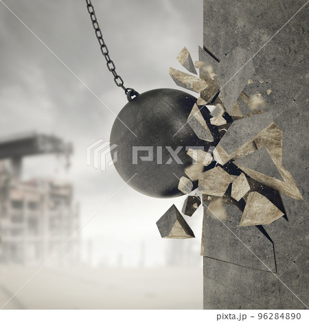 Breaking wall. mixed media 96284890