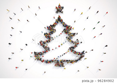 People form the shape of a christmas tree. 3D Rendering 96284902