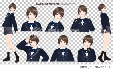 穿制服動漫/漫畫風格插圖集的女孩 96285394