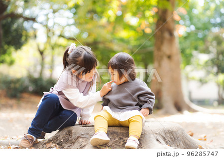 仲良く遊ぶ姉妹 仲良く遊ぶ姉妹 96285747