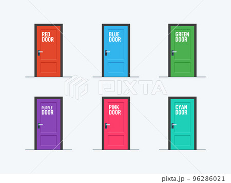 The Six Colorful Door. Isolated Vector...のイラスト素材 [96286021] - PIXTA