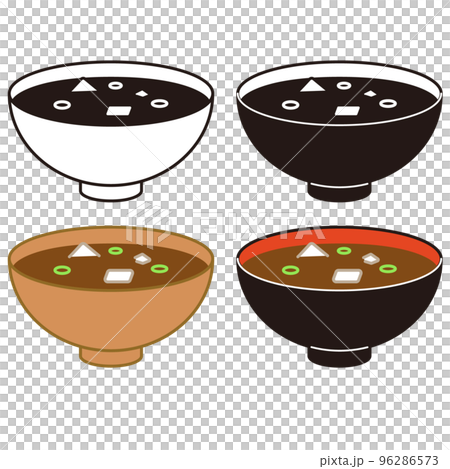 Miso soup icon illustration set 96286573