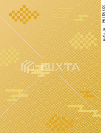 金の和柄の雲の背景素材 金の和柄の雲の背景素材 96286836