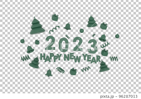 3D. Happy new year 2023, Merry Christmas Christmas tree, gifts, bell, christmas ball 96287013