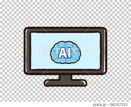 Image of artificial intelligence AI reflected on the monitor 96287152