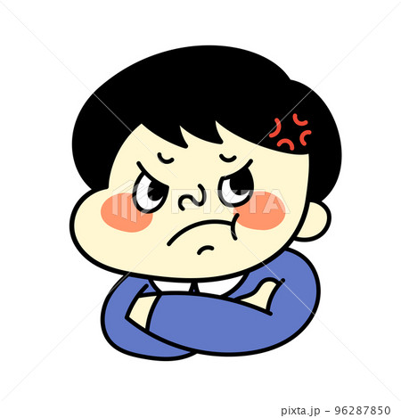 イライラして怒っているコミカルな男性キャラクターイラスト素材 イライラして怒っているコミカルな男性キャラクターイラスト素材 96287850