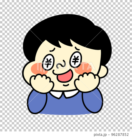 想著錢的漫畫男角色插畫素材 想著錢的漫畫男角色插畫素材 96287852