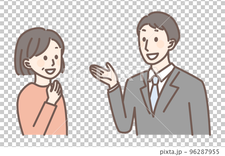 Middle-aged woman talking to a salesman 96287955