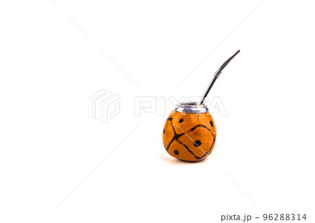 Pumpkin mate calabash with bombilla on a white background 96288314