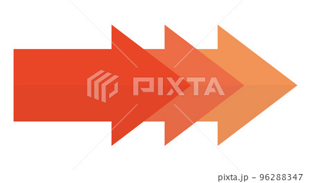 赤グラデーションの矢印　横向き 96288347