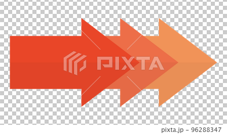 赤グラデーションの矢印　横向き 96288347