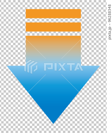 赤から青へ　グラデーション矢印　下向き　気温変化　暖房冷房 96288348