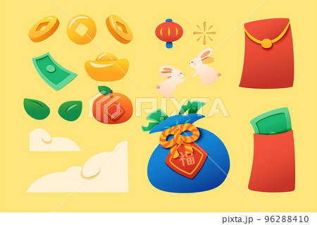 Papercut style CNY elements Papercut style CNY elements 96288410