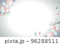 たくさんのくすみカラーの風船とキラキラの背景フレーム 96288511