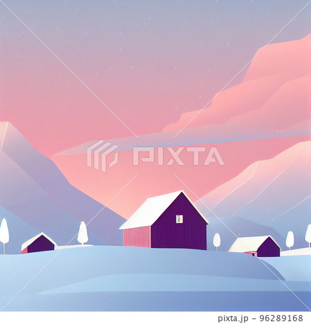 Flat landscape with a snowy background Clear blue sky with snowdrifts Cartoon wallpaper. 96289168