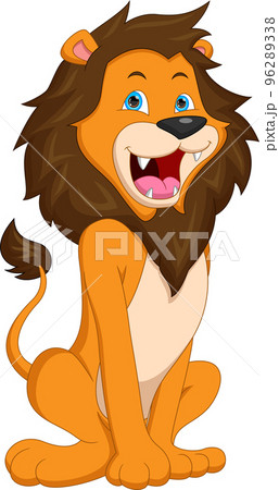 cute lion cartoon on white background cute lion cartoon on white background 96289338
