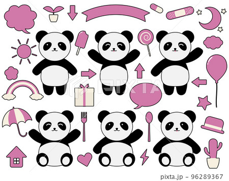 かわいいパンダの装飾セット　黒フチあり 96289367