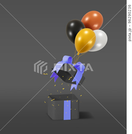 3D Dark Shiny Gift Box with Balloon Glitter 3D Dark Shiny Gift Box with Balloon Glitter 96290236