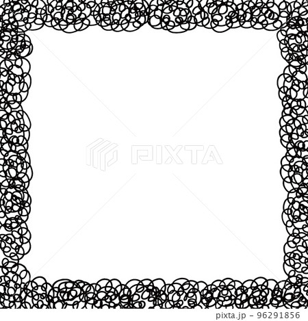 モヤモヤぐるぐるしたフレーム素材　正方形　モノクロ 96291856