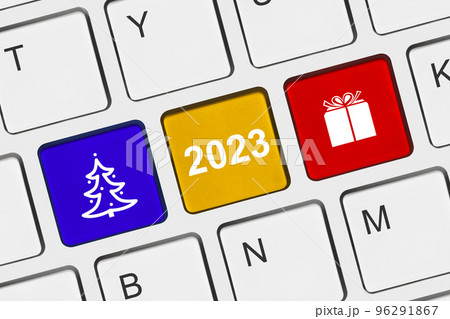 Computer keyboard with New Year keys Computer keyboard with New Year keys 96291867