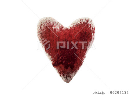 Small heart in red blood isolated on white background with clipping path 96292152