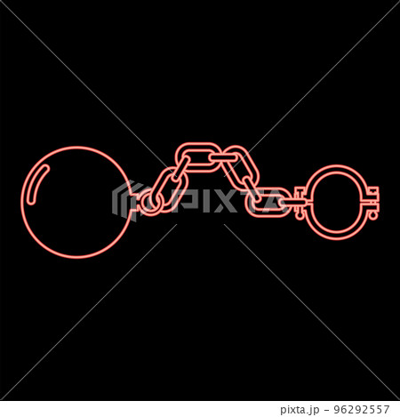 Neon shackles with ball red color vector illustration image flat style 96292557