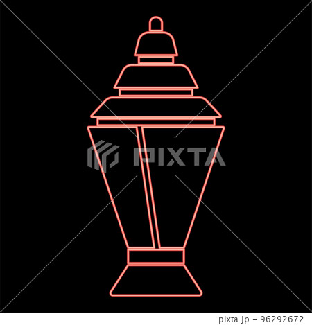 Neon ramadan kareem lantern or fanous red color vector illustration image flat style 96292672