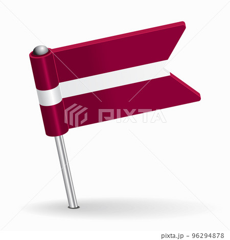 Latvian flag map pointer layout. Vector illustration. 96294878