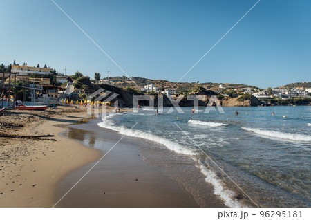 Fantastic view from the shore of the beach on the beautiful romantic city of Bali, Greece 96295181