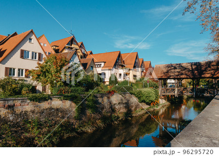 Old national German town house in Bietigheim-Bissingen, Baden-Wuerttemberg, Germany, Europe. Old Town is full of colorful and well preserved buildings. Old national German town house in Bietigheim-Bissingen, Baden-Wuerttemberg, Germany, Europe. Old Town is full of colorful and well preserved buildings. 96295720