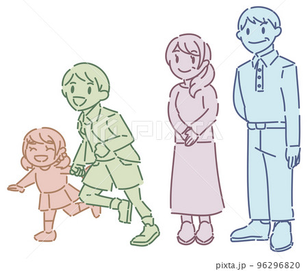 4人家族の全身イラスト 96296820