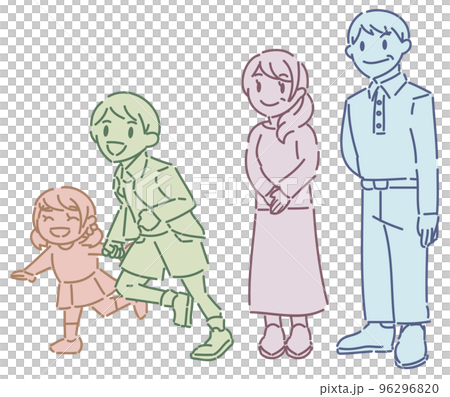 4人家族の全身イラスト 96296820
