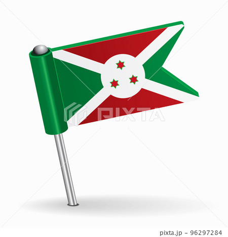 Burundian flag map pointer layout. Vector illustration. Burundian flag map pointer layout. Vector illustration. 96297284