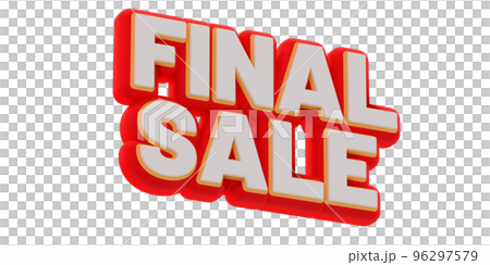3D Final Sale text banner render. little rotation and bottom to top view. png illustration 3D Final Sale text banner render. little rotation and bottom to top view. png illustration 96297579