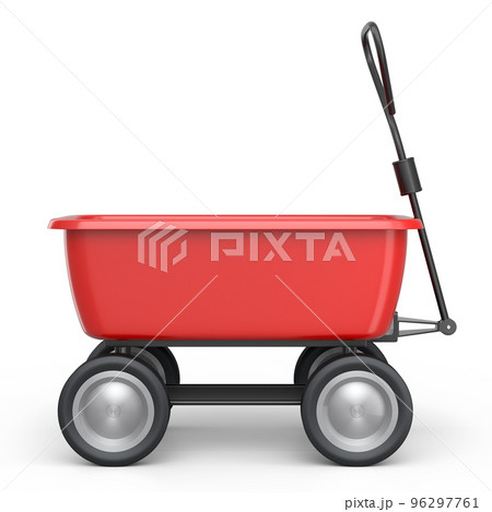 Garden wheelbarrow isolated on white background. Handcart with wheel. Garden wheelbarrow isolated on white background. Handcart with wheel. 96297761