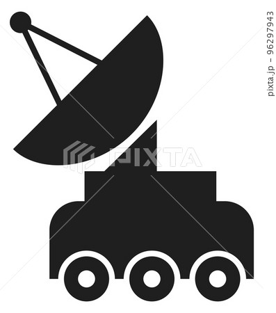Planet rover with antenna. Space exploration vehicle black icon Planet rover with antenna. Space exploration vehicle black icon 96297943