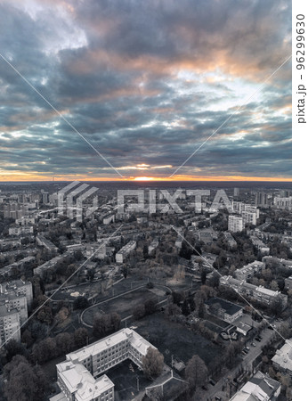 Aerial Kharkiv city evening, autumn high cityscape 96299630