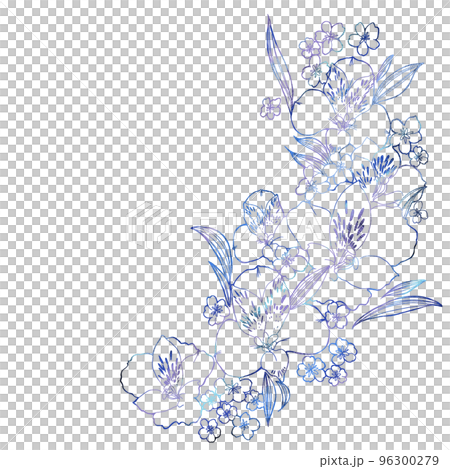 blue flower frame 2 96300279