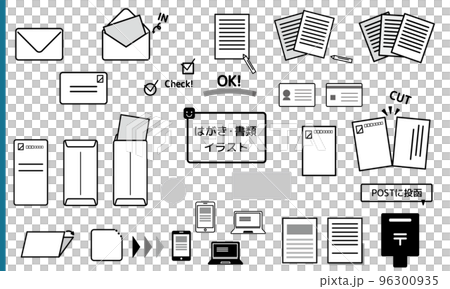 Postcard, envelope, application material illustration set black and white 96300935