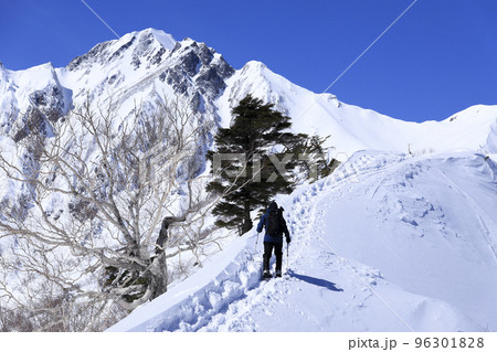 白銀の五竜岳　雪山登山 96301828